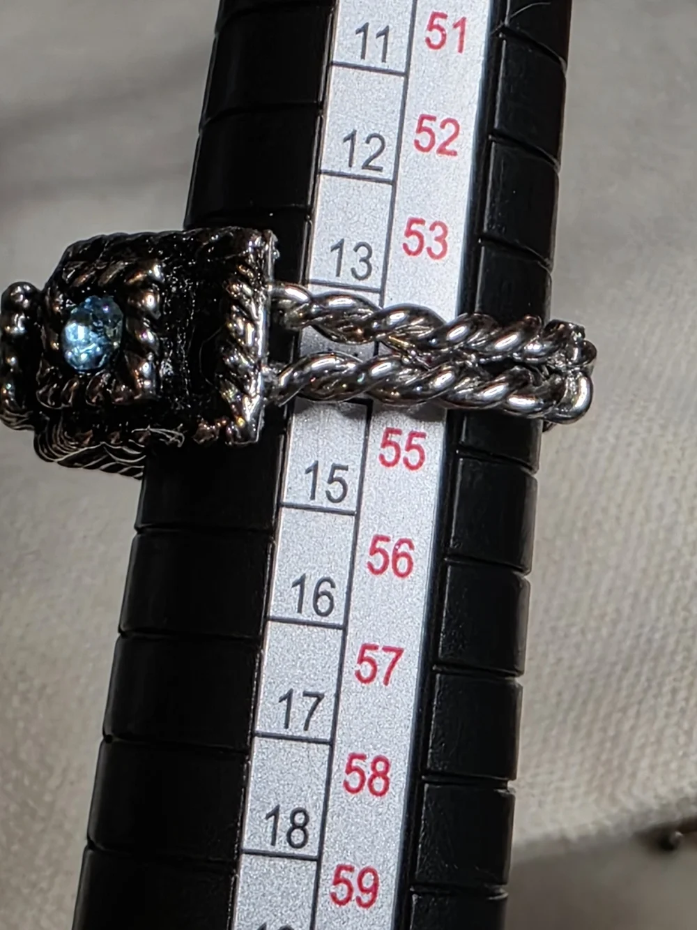 Vintage Swarovski Crystal Rope Band Blue Rhinestone Ring Size 7